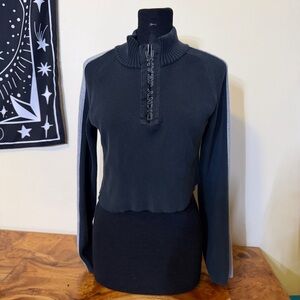 CROPPED 1/4 zip DKNY Jeans Long Sleeved Shirt Thermal Top